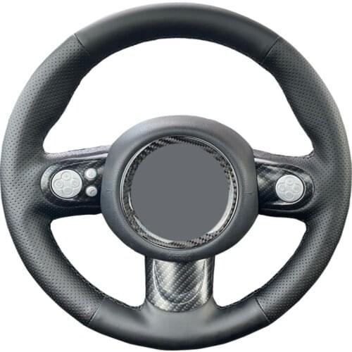 Car Steering Wheel Cover For Mini Hatchback R56 R57 Clubman Clubvan Coupe 3-Spoke Customized Steering Wrap Microfiber Leather