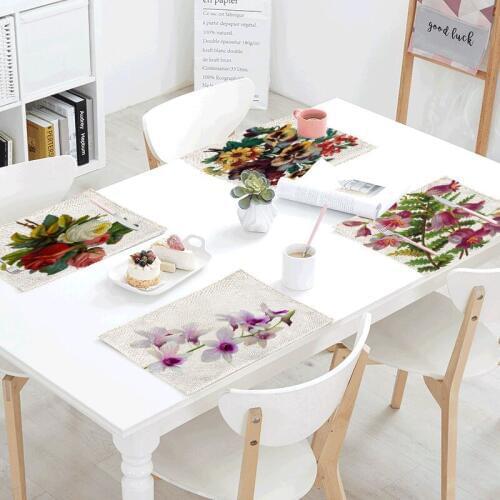 Flowers Sailing Linens Table Napkins Rose Tea Placemat Jellyfish Mat Polyester Design Party Decorative