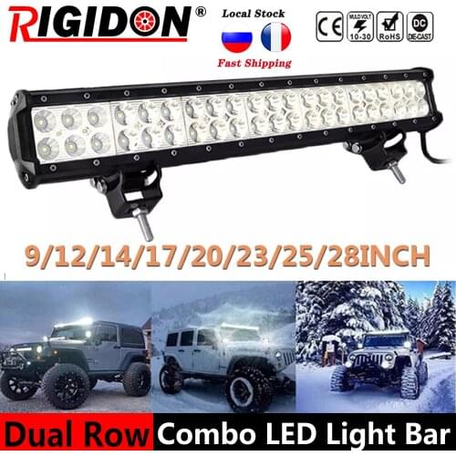 RIGIDON 3D Double Row 9/12/14/17/20/23/25/28inch Led Light Bar Flood Spot Combo Beam for Offroad Boat Vehicles Truck 4WD SUV ATV