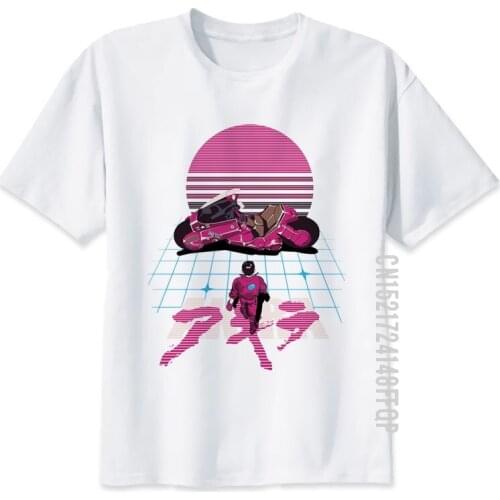 Akira Synthwave T-Shirt Men Summer Chic Tshirt Print Cotton Tshirt For Male Homme Tops & Tees Vaporwave Streetwear Camiseta