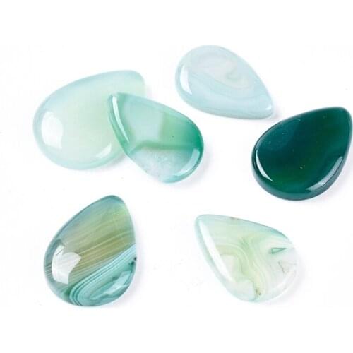 10pc Teardrop Natural Agate Cabochons Baked Color Dyed Heated Cabochons Loose Bead For DIY Jewelry Making Finding Handmade Green
