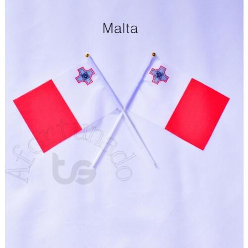 Malta flag Banner 14*21cm hand waving National flag Home Decoration flag banner
