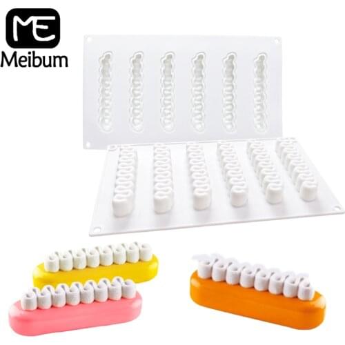 Meibum 6 Cavity wave Shape Cheese Mousse Cake Silicone Mold Chocolate French Dessert Mould Pastry Decoration Kitchen Baking Tool