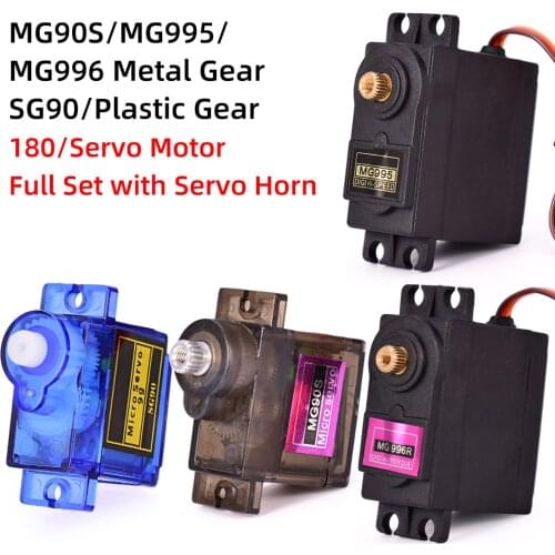 MG995 MG996r SG90 9g MG90s Metal/Plastic Gear 180 Degree Micro Servo Motor Set for RC Planes Boat DIY Accessories