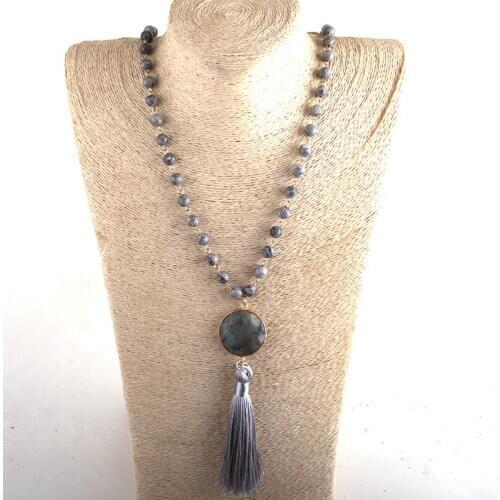MD Fashion Bohemian Jewelry Natural Stones Rosary Chain Tassel Necklaces Women Boho Necklace Gift