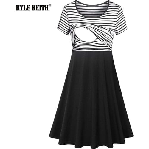 Womens Floral Striped Short Sleeve Summer Maternity Nursing Nightgown Breastfeeding Dress Comfortable Sleepwear Hospital Gown