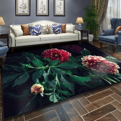New Chinese art flower style carpet 3d print bedroom living room large rug non-slip colorful floral carpet parlor soft floor mat