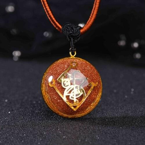 Orgonite Energy Pendant Goldstone Crystal Orgone Necklace Men And Women Career Amulet Magnetic Field Energy Converter witca