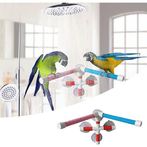 Sucking Disc Parrot Bath Shower Standing Platform Rack Parrot Climbing And Biting Shower Perch Parakeet Bird Toy Random Color