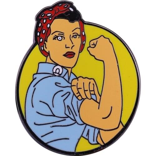Rosie the riveter feminist pin we can do it women power badge trendy American icon gift