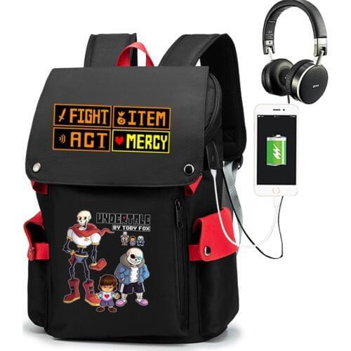 Game Undertale Sans Oxford Backpack laptop bag Men Travel bags USB Oxford Backpack schoolbag Cosplay Boys Girls Waterproof