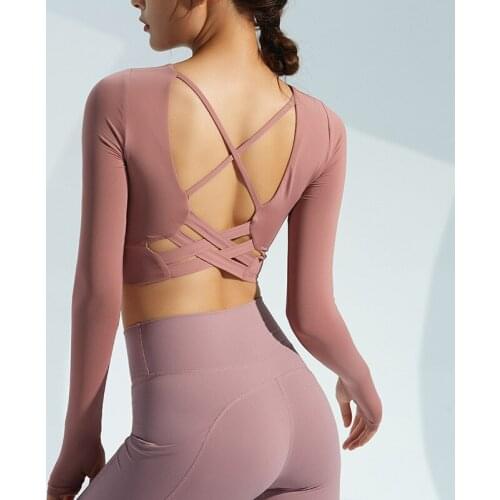 Sexy Inner Paded Sports shirt Women Long Sleeve Gym Workout Thumb Holes Breathable Anti-sweat Running Yoga Shirt Dry Fit Top