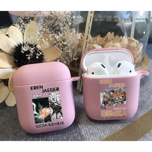 Anime Attacking Giant pink TPU silicone Bluetooth Airpod Case For Airpods 1/2 Airpods pro soft cover