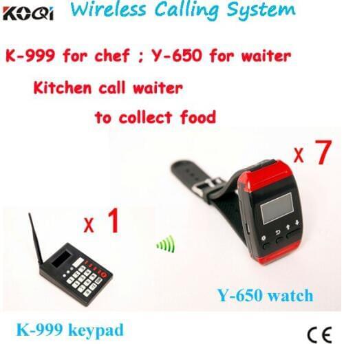 Kitchen call waiter system restaurant paging system K-999 keyboard with Y-650 waiter watch