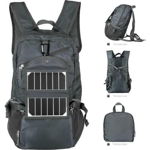 Solar Power Rechargeable Folding Sports Bag for Outdoor Camping Travel Fishing Cycling Sport Backpack 18L with 2000mAh Battery