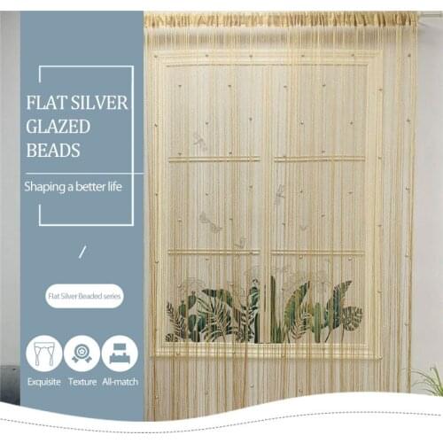 Glass Bead Flat Silver Thread Curtain Door Curtain Decorative Curtain Home Decoration Partition Curtain For Living Room Bedroom
