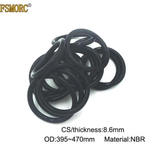 2pcs OD 395 400 405 410 415 420 425 430 435 440 445 450 460 470mm*8.6mm Thickness CS NBR o ring sealing Gasket Nitrile Rubber