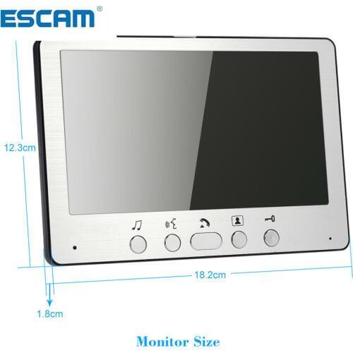 ESCAM 7'' TFT LCD Wired Video Door Phone Visual Intercom Doorbell System Indoor Monitor 700TVL Outdoor Waterproof IR Camera
