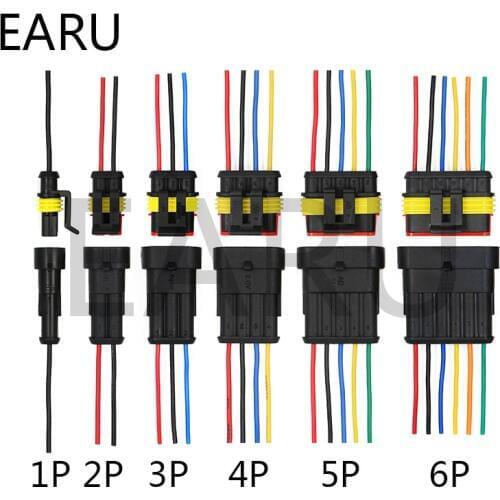 1set AMP 1P 2P 3P 4P 5P 6P Way Waterproof Electrical Auto Connector Male Female Plug with Wire Cable harness for Car Motorcycle