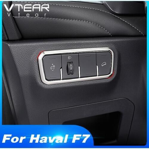 Vtear for Haval F7 F7X headlight switch frame dashboard head lamp decorative ABS cover strips accessories adjustment sticker