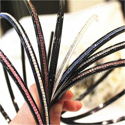 Xiwstar 6Pcs Bling Bling 1 Rows Crystal Rhinestone Headband for Women Girls Thin Hair Hoop Bands Fashion Hair Accessories