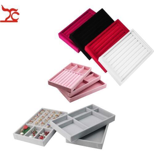 Drawer DIY Ring Jewelry Storage Tray Ring Bracelet Gift Box Velvet Earring Stud Chain Display Case Cufflink Ring Organizer Tray