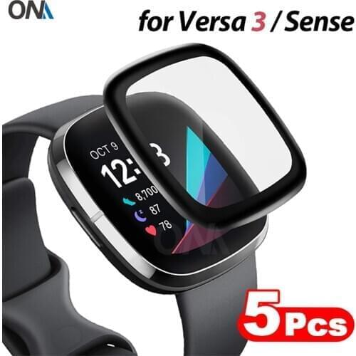 Screen Protector for Fitbit Versa 3 & Sense 3D Curved Edge Full Coverage Soft Protective Film for Fitbit Versa 3 (Not Glass)