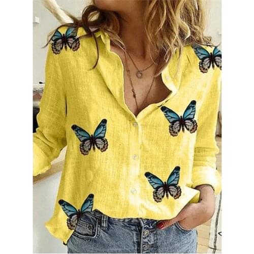 Leisure White Yellow Shirts Button Lapel Cardigan Top Lady Loose Long Sleeve Oversized Shirt Womens Blouses Spring Blusas Mujer