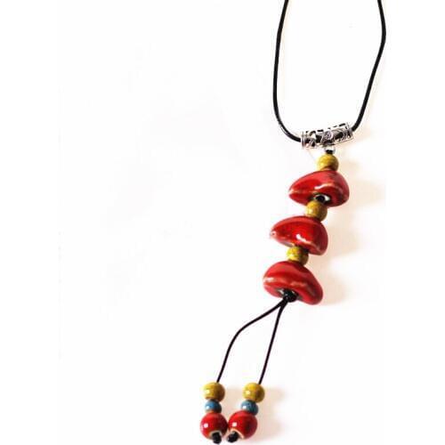 1 PCS Fashion Ethnic Style Ceramic Necklace Handmade Porcelain Beads Rope Sweater Necklace For Women Girls Gift