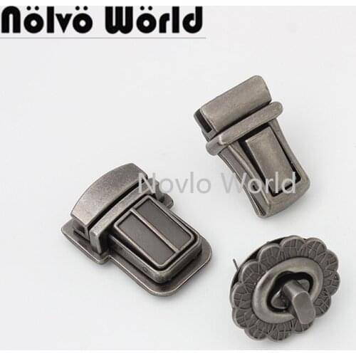 10-30 pieces 4 types Old Silver Flower Twist Turn Locks Bag Press Lock Tongue Locks For Handbags Metal