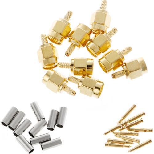 10 Pcs SMA Male Plug Crimp RG174 RG316 LMR100 Cable RF Connector Apr