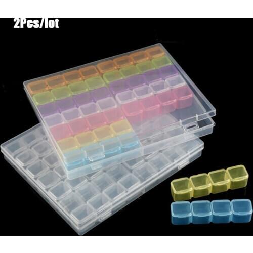 2Pcs/lot 56 Diamond Painting Accessory Case Clear Plastic Beads Display Storage Box For Diamond Embroidery Cross Stitch Tools