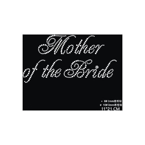 2pc/lot Mother of the bride motif designs iron on transfer rhinestones fix wedding dress shirt decor