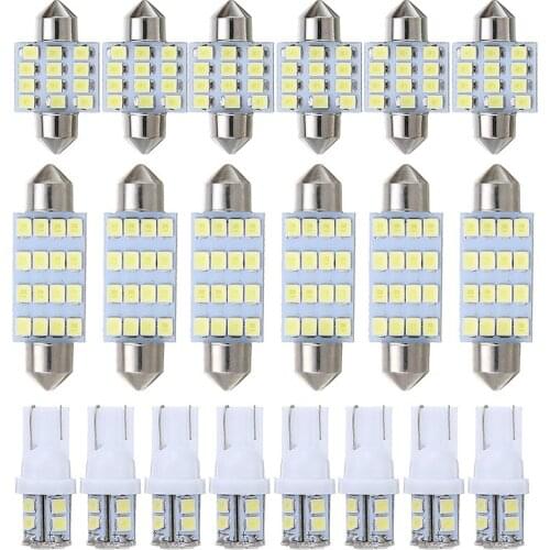 20pcs T10 31mm 42mm Festoon Car Auto Interior Inside Light 6000K White LED Dome Map Door License Plate Lamp Bulbs Accessories
