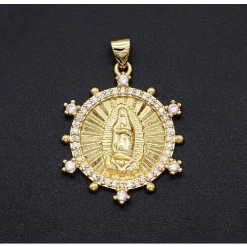 22x31mm CZ Zircon DIY Jewelry Virgin Mary Charm Pendant Wholesale Religious Fashion Jewellery Pendants