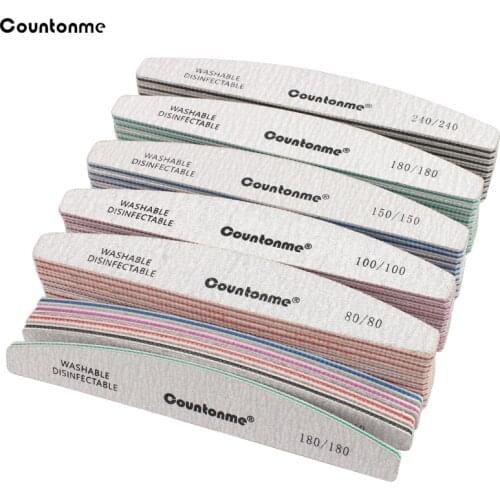 25Pcs Nail Files 100/180 Thick Sandpaper Buffer Block Pedicure Manicure Buffing Washable Professional Nail Files Beauty Tools