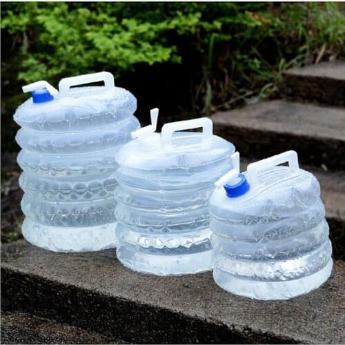 3/5/8/10/15L Portable Water Bucket Folding Bucket Faucet PE Food Grade Water Storage Bag Outdoor Cycling Camping Hiking Tools