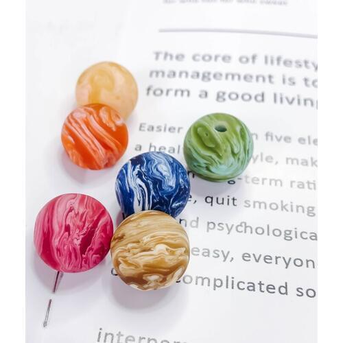 15mm Resin Plastic Round Matte Beads Earring Findings Accessories Bracelet Jewelry Making Component Diy Handmade Material 8pcs