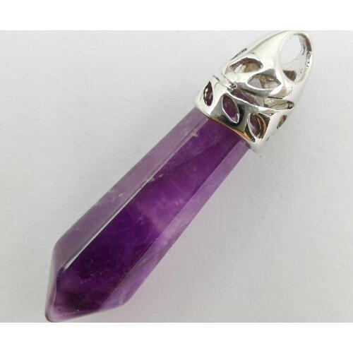 8x38MM Purple Crystal Stone GEM Pillar Pendant Jewelry For Woman Gift Pendulum S214