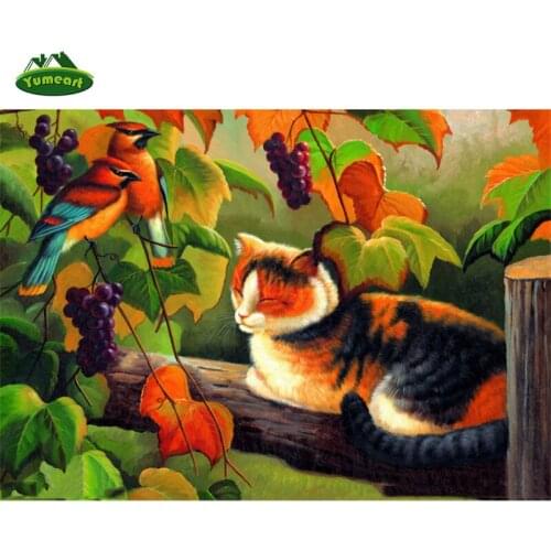 Diamond Painting Cross Stitch Kits Cat Sleeps on The Grapevine Full Mosaic Diamond Embroidery Gifts To Friends and Relatives