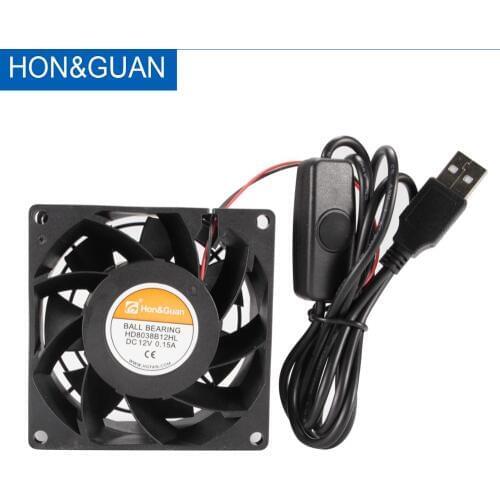 Silent Cooler Fan USB CPU Computer Cooling System TV Box Freezer Adjustable Ventilation Air Exhaust Extractor DC 12V 5025 8038