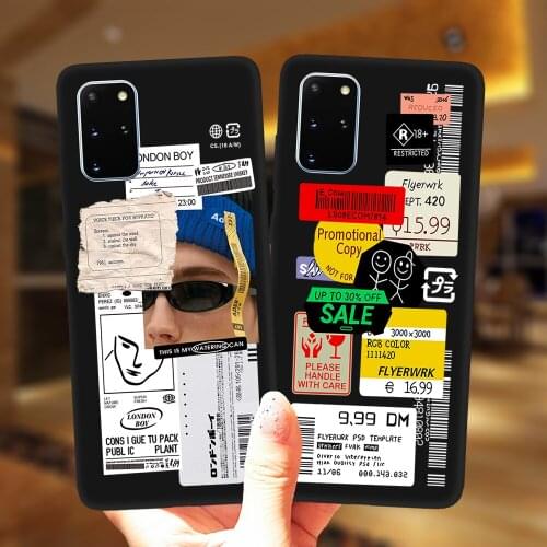 Retro Bar Code Label Black Phone Case For Samsung Galaxy S21 S20 FE S9 S10 Plus S10E Note 20 Ultra 10 Pro Soft Silicone Cover