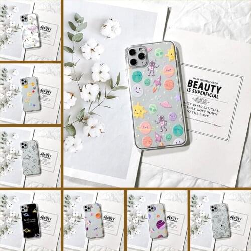 Back Cover For Apple iPhone se 2020 Soft Silicone Transparent Cute SPace Star Astronaut Girly Phone Case For iPhone 11 Pro Max