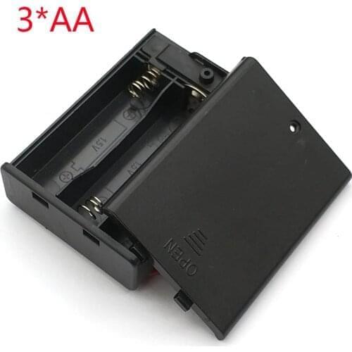 Black 3 AA Battery Holder Box Case With Switch New 3 AA 2A Battery Holder Box Case With Switch 4.5V