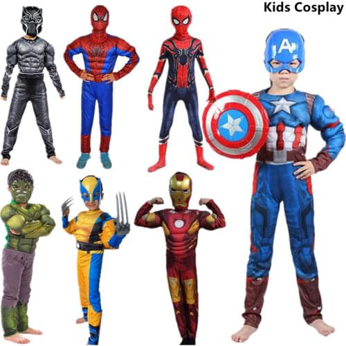 Kids Black Panther Superhero Costume Halloween Purim Carnival Mask Cosplay Avengers Party Costume