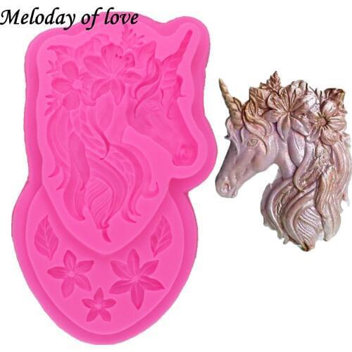 Unicorn Head Flower Sugarcraft Baking Silicone Mold Cake Decoration tools DIY Fondant Dessert Decorators 3D Chocolate Mold T1326