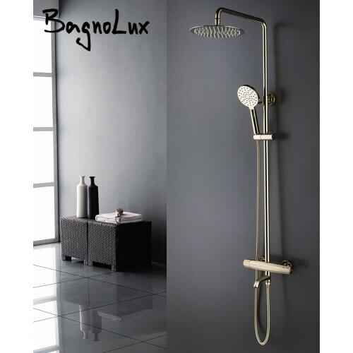 Chrome Brass Thermostatic Three Functions Bathtub Diverter Mixer Tap Multifunction Hand Held Shower Head Bathroom Faucet