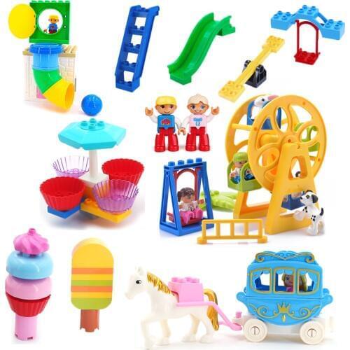 New Playground Set Big Building Blocks accessory Slide pipeline cake Assemble DIY Toys Children girl Gift Compatible Duplo Brick