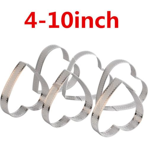 Heart Shaped Fruit Pie Making Molds 304 Stainless Steel Mousse Cake Pizza Dessert Tart Ring Breathable Pastry Baking Ring Hole