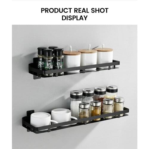 Stainless Steel Non-perforated Kitchen Rack Wall-mounted Condiment Storage Organizer Household Products Kitchen Accessories